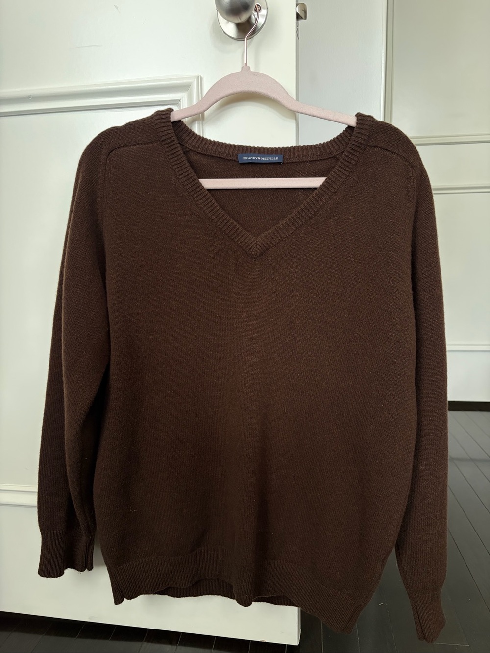 Brandy Melville V-Neck Brown Knit Sweater